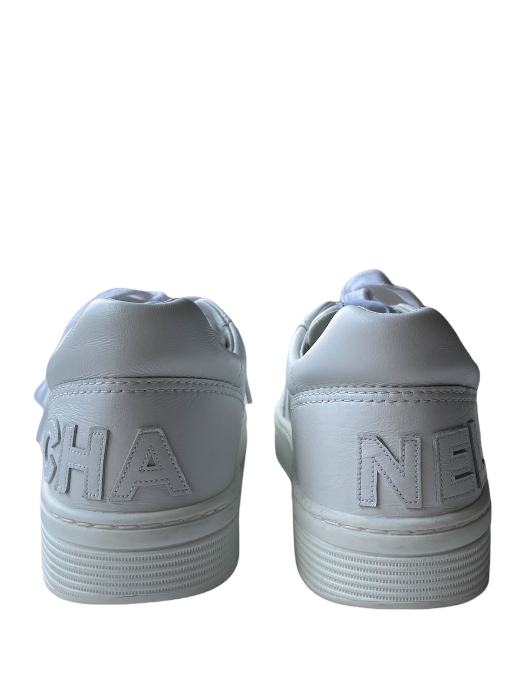 Chanel White Cha Nel Logo Tennis Sneakers Sz 38 for Women