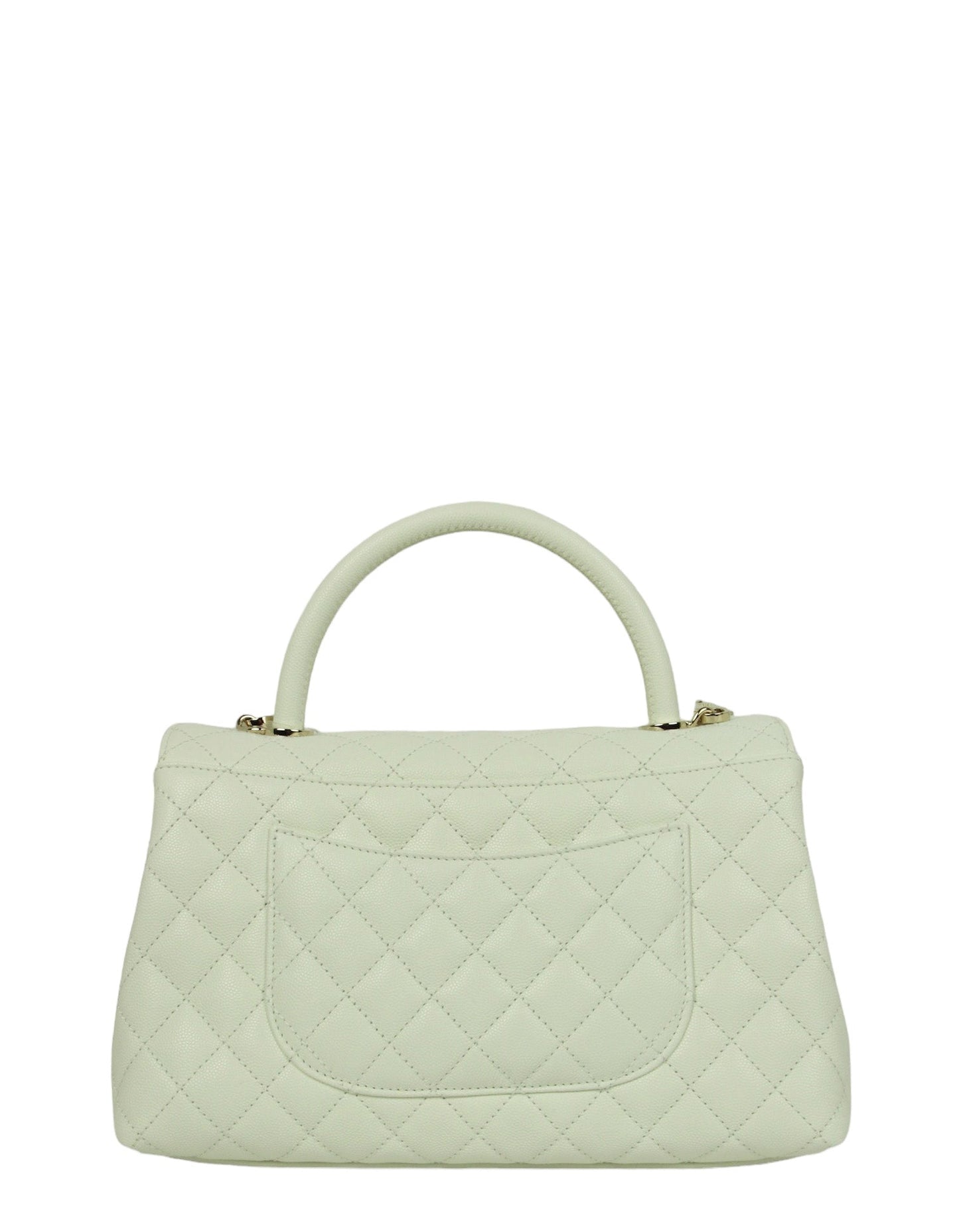 3CHANEL White Caviar Small Coco Handle Bag Flap Bag 100
