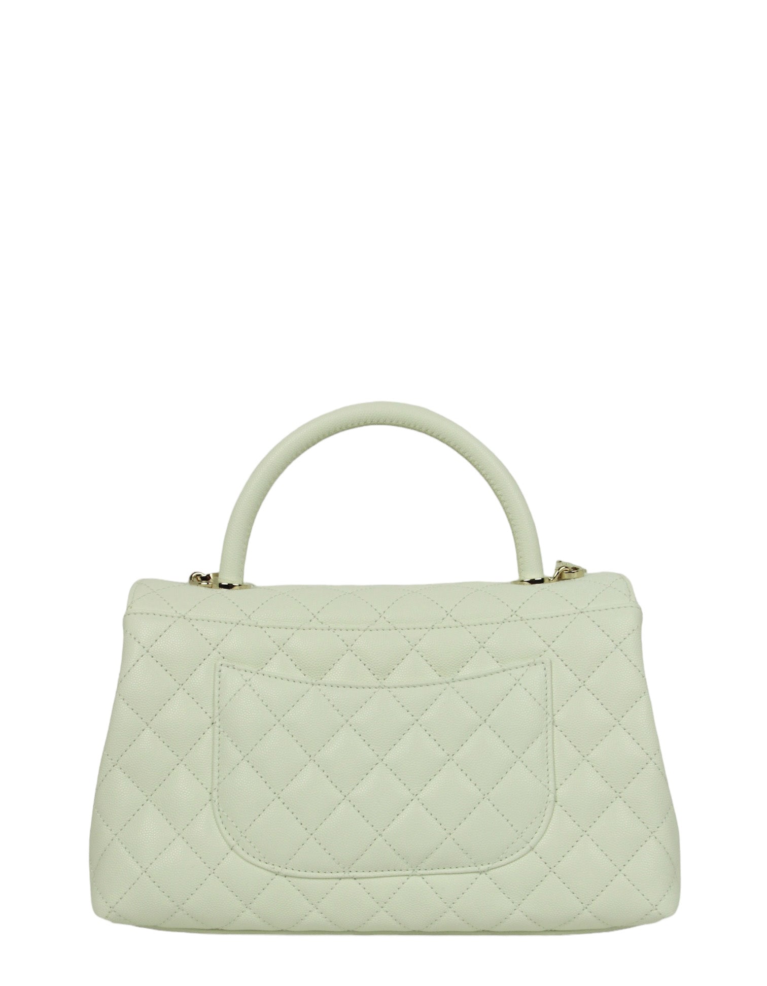 3CHANEL White Caviar Small Coco Handle Bag Flap Bag 100