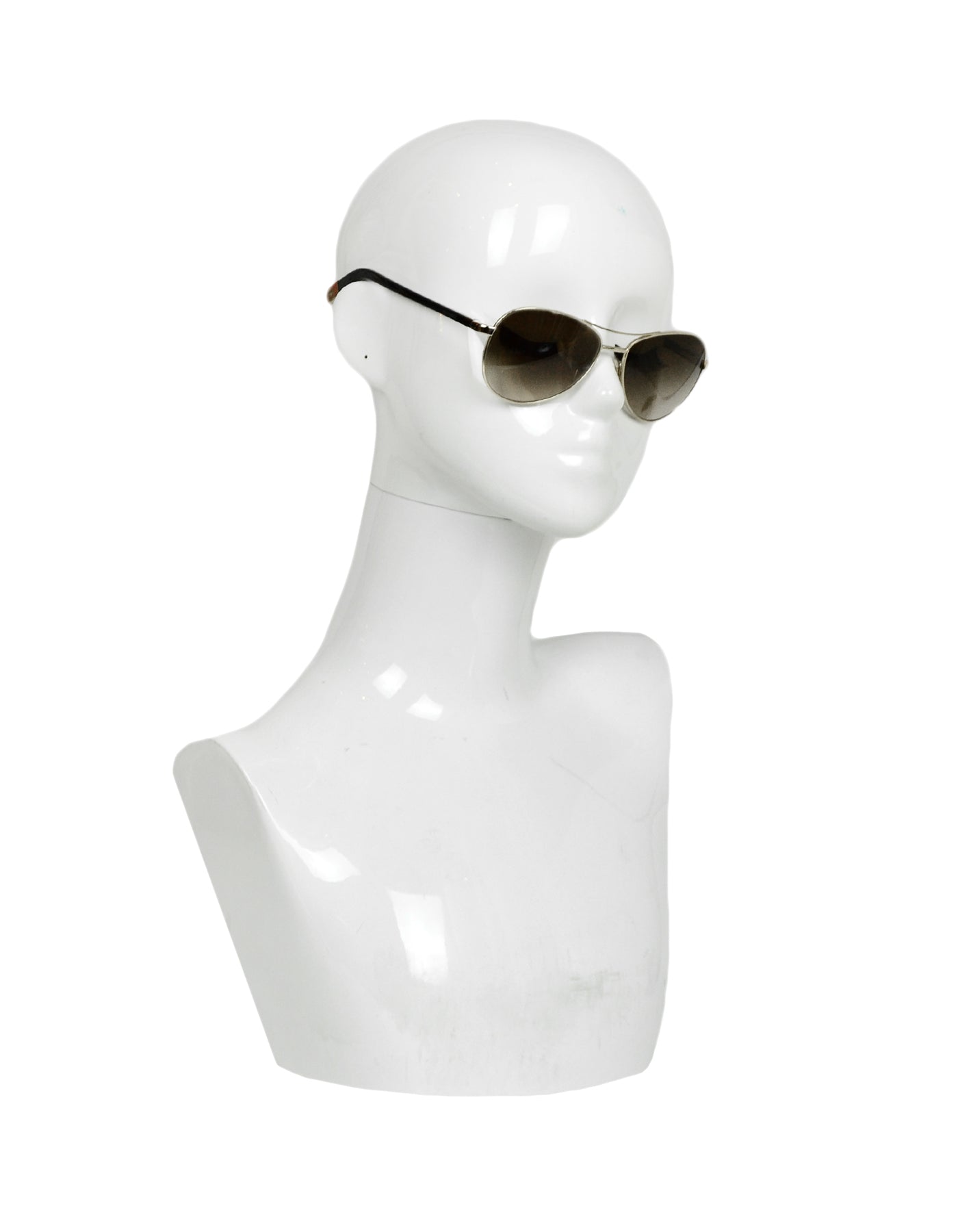 Chanel Brown Gold Aviator Sunglasses Bag