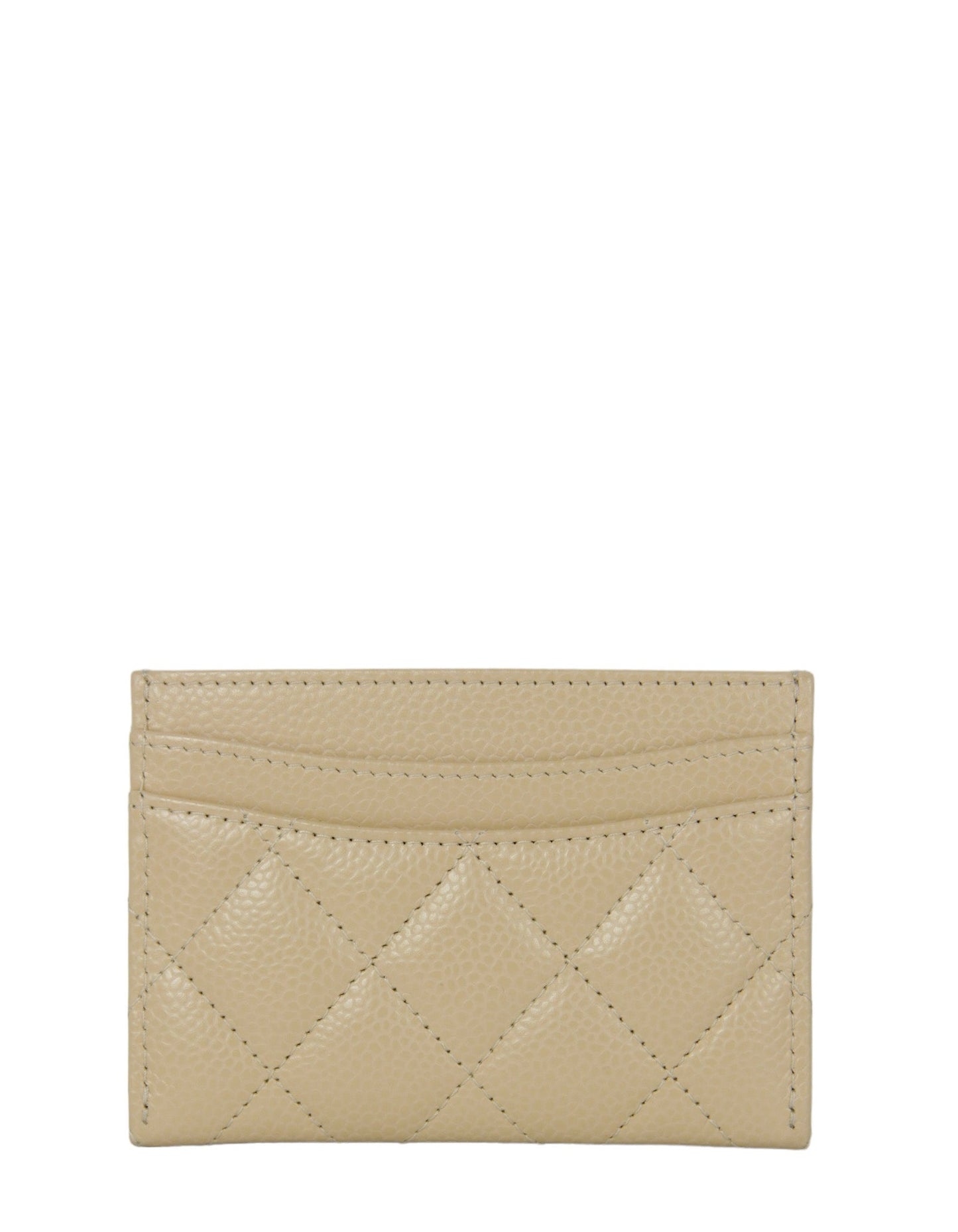 Chanel Beige Caviar Quilted CC Card Holder Handbag