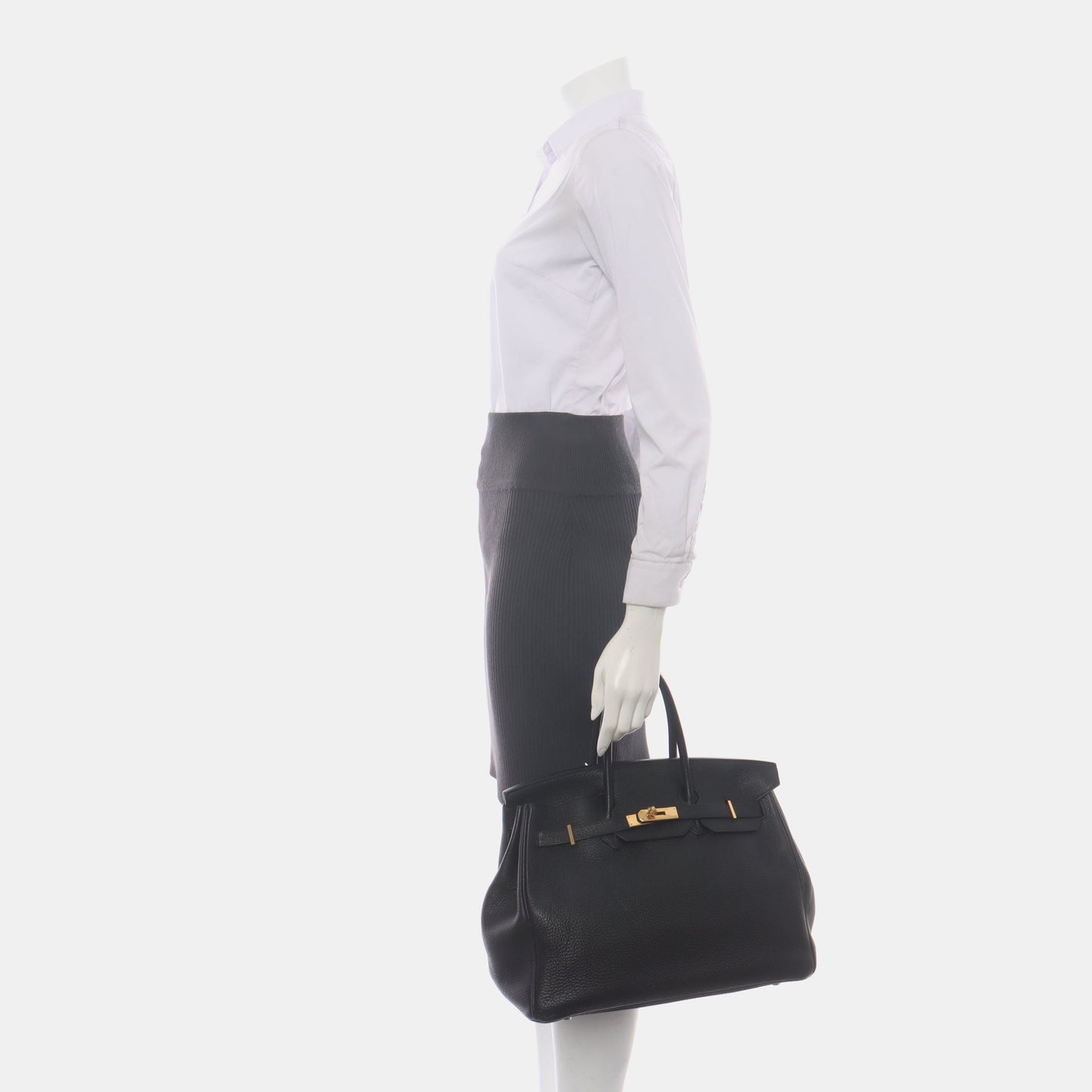 Hermes Birkin Recolored Togo Calfskin Gold Tone Hardware Leather Black Travel Bag