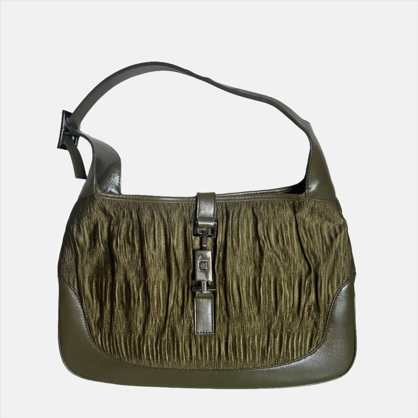 Gucci Jackie Dark Fabric Leather Green Medium Travel Bag