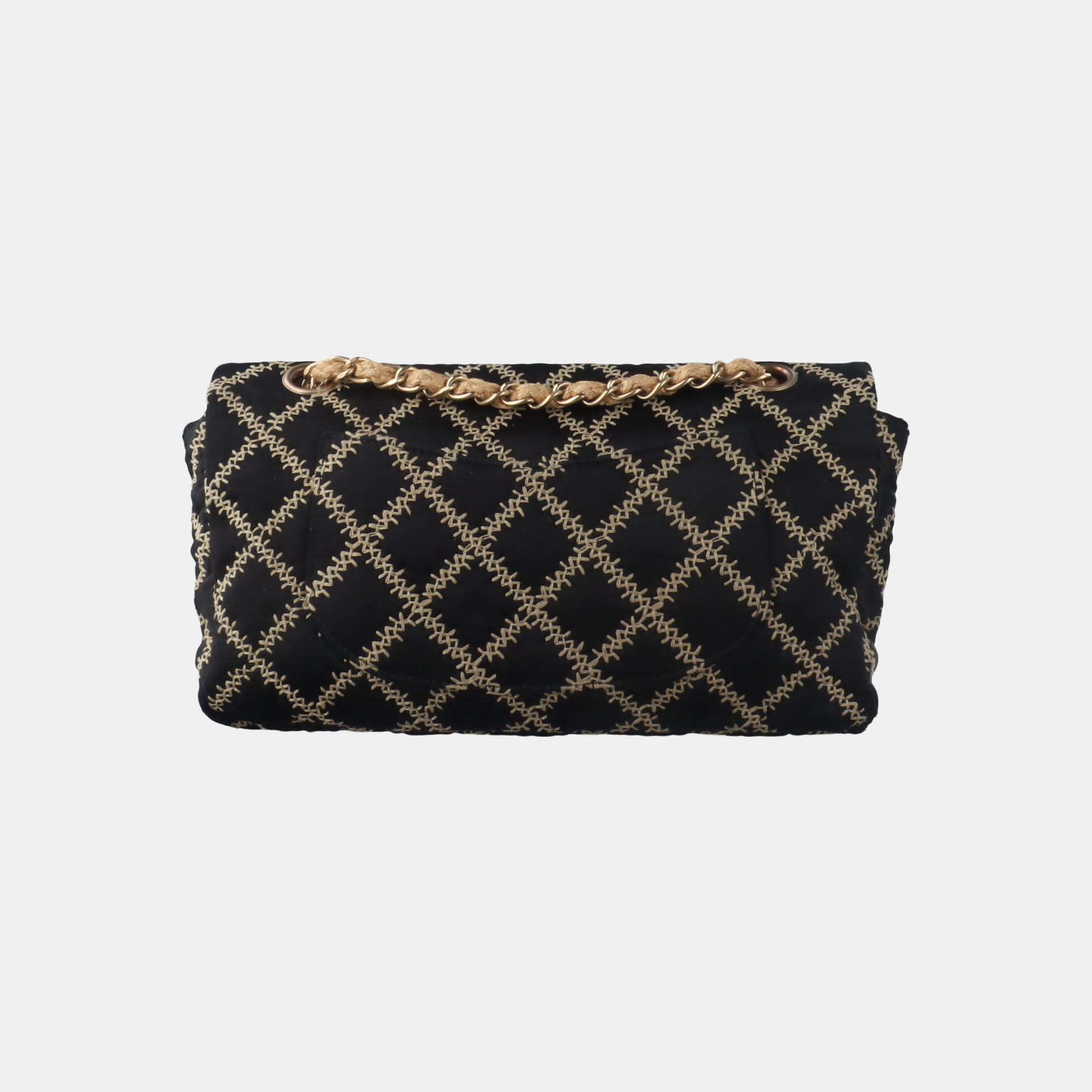 Chanel Wild Stitch Silk Flap Hardware Black Gold Shoulder Bag