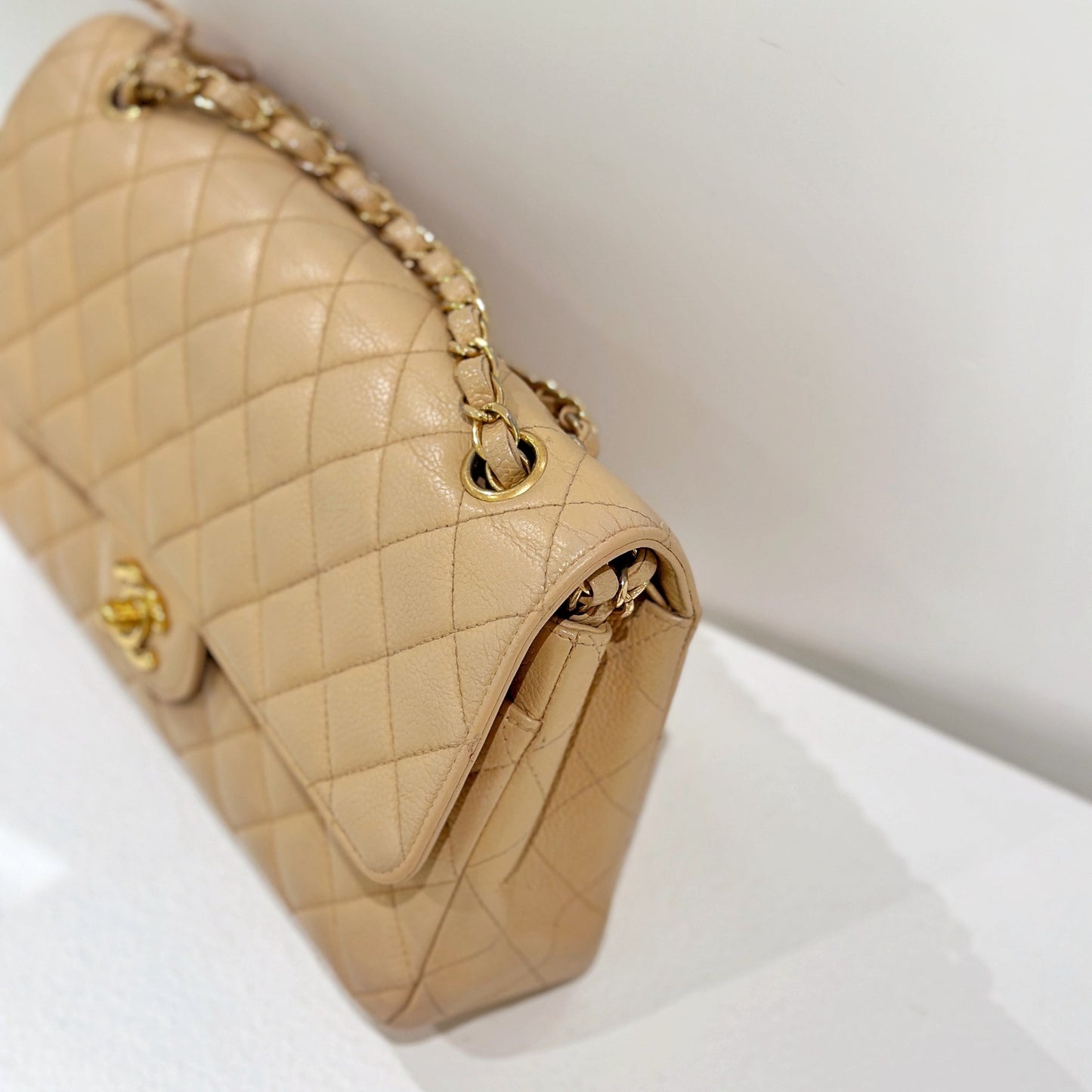 Chanel   beige class flap bag 25cm
