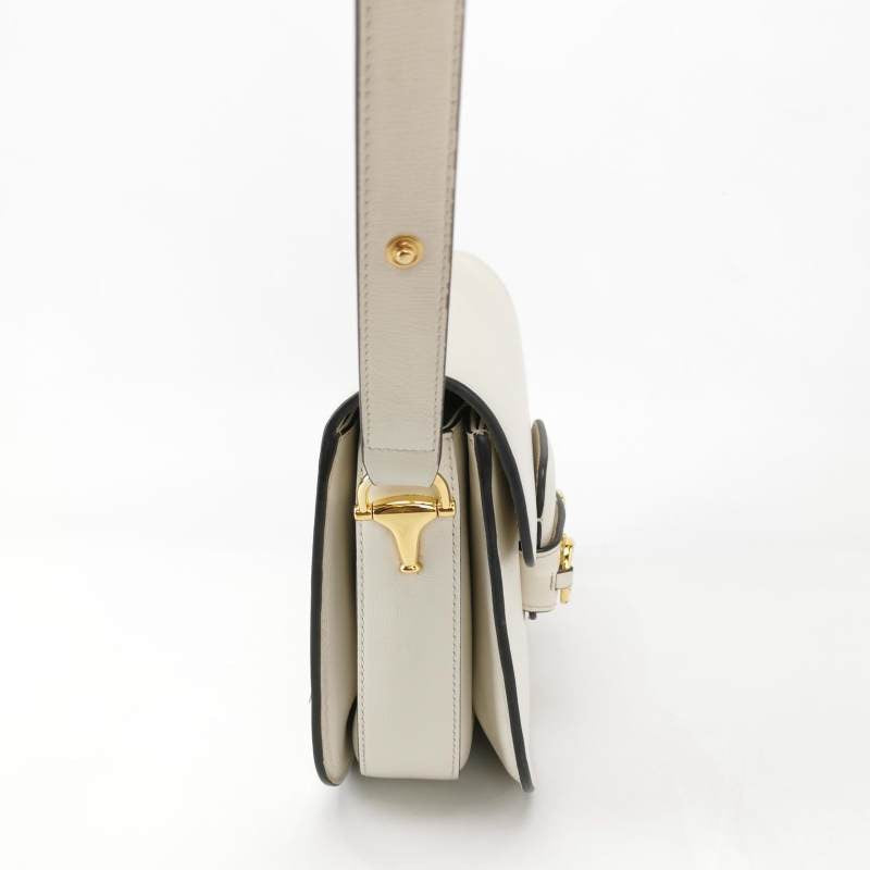 Gucci Horsebit Shoulder Bag Leather White Small Leather