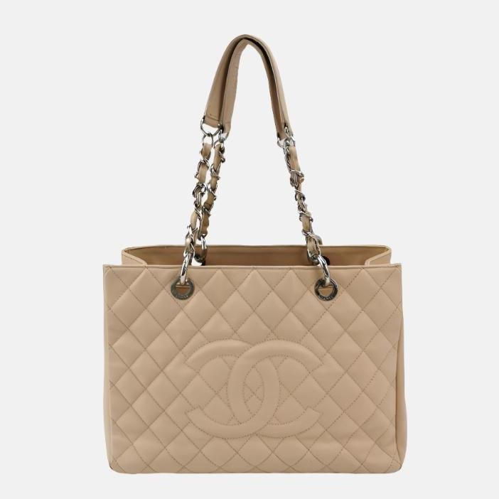 Chanel GST Grand Shopping Caviar Beige PM Leather Tote Bag