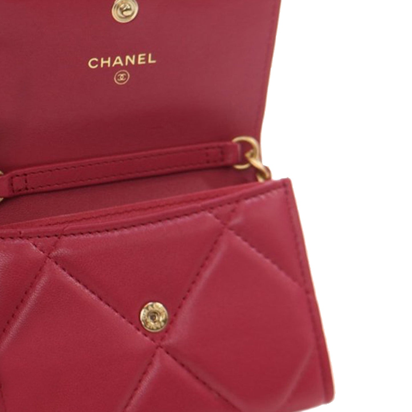 Pink Chanel Lambskin 19 Flap Coin Purse With Chain Crossbody Bag