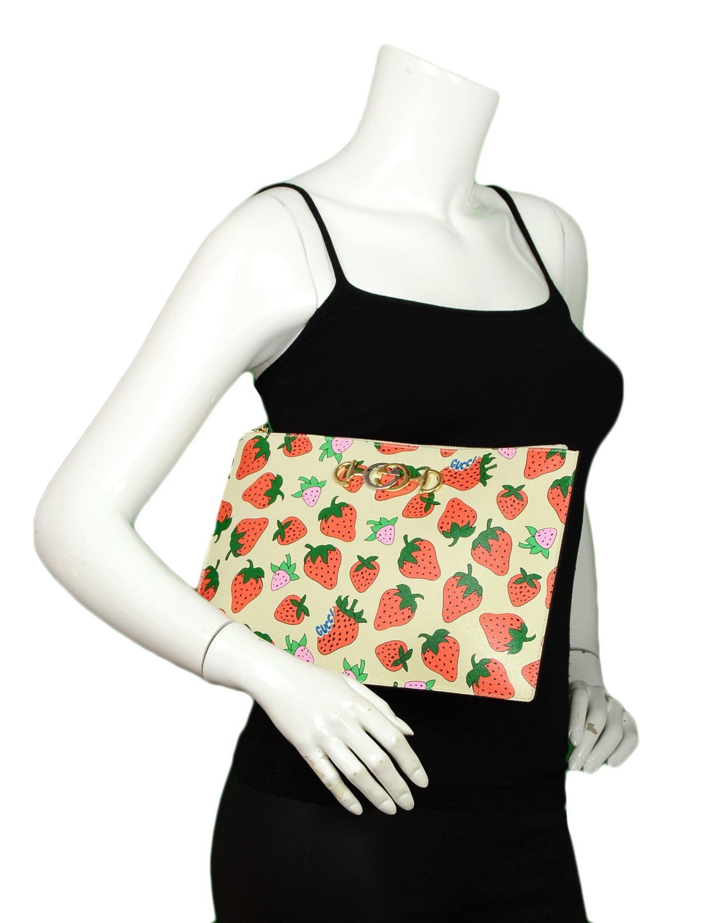 Gucci Zumi Strawberry Print Pouch