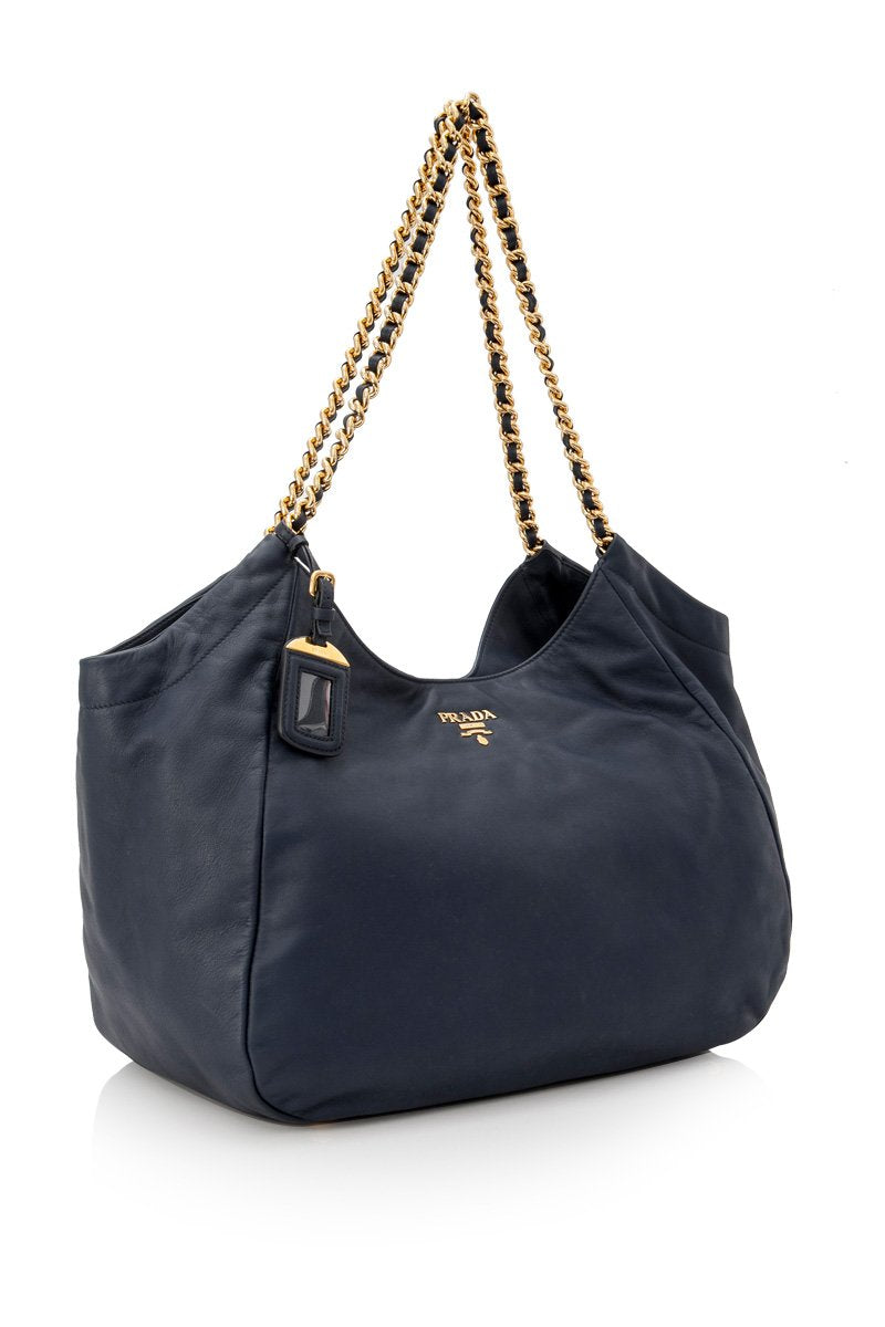 Prada Calf Tote Bag Italy Leather Calf Leather Blue