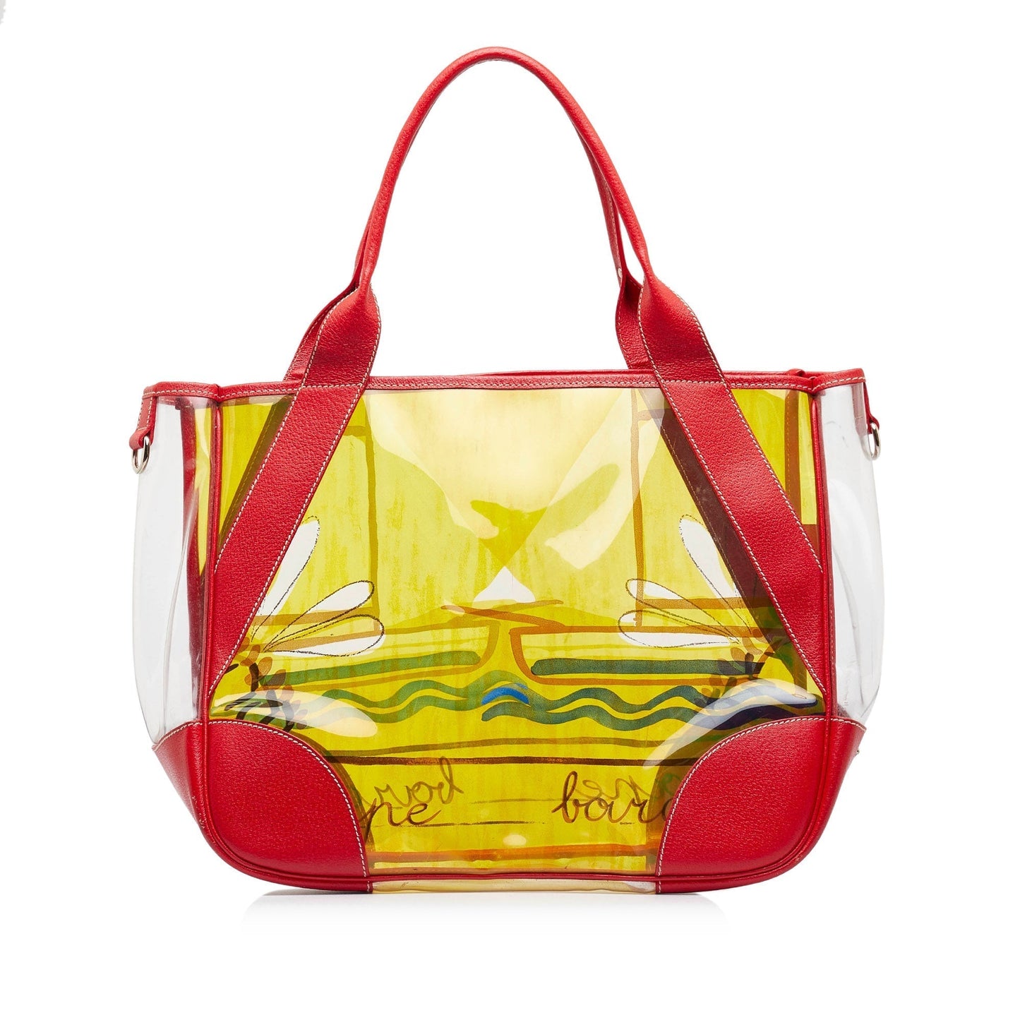 Prada Printed Vinyl Tote Bag Yellow