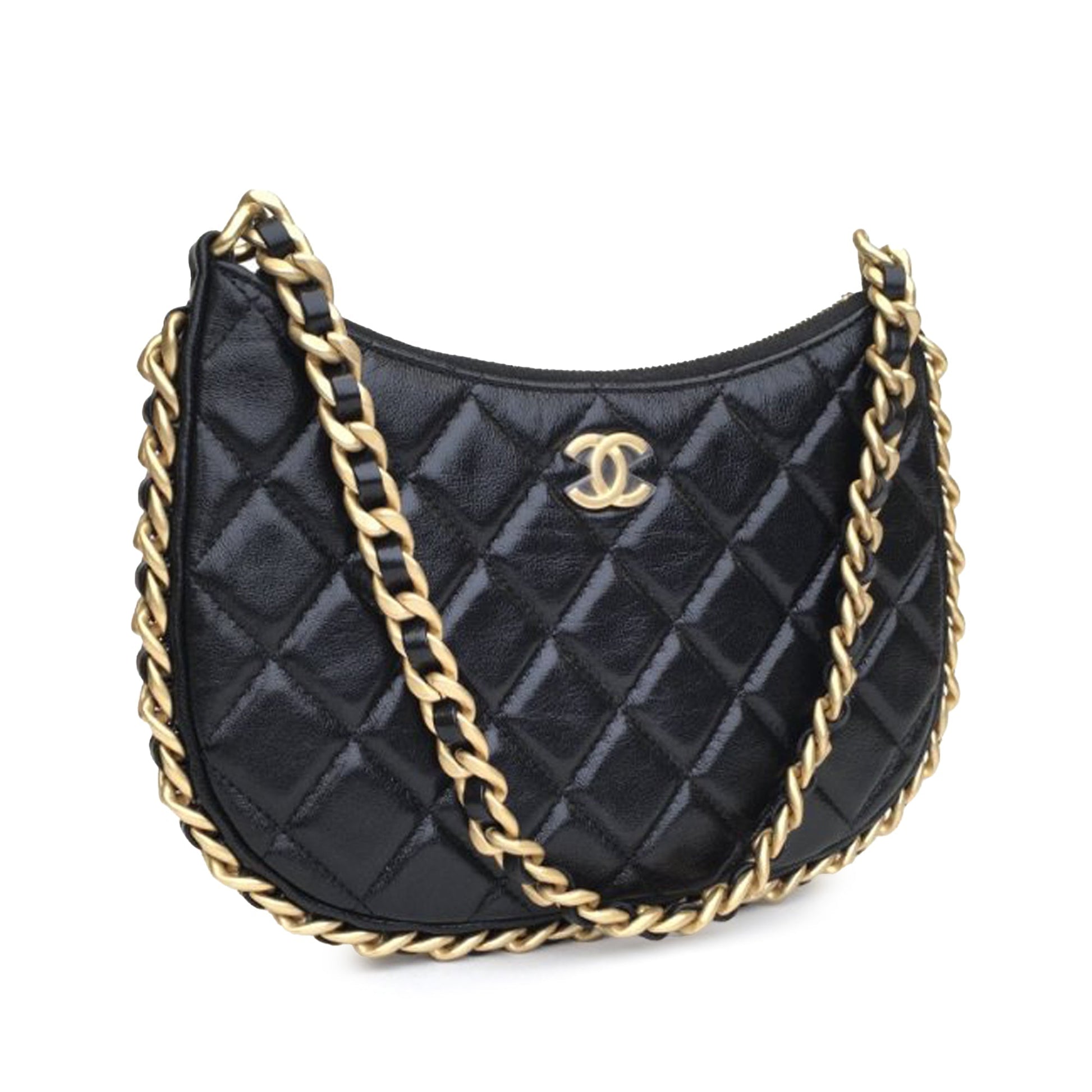 CHANEL Small Quilted Lambskin Chain Around Hobo Hobo Bag