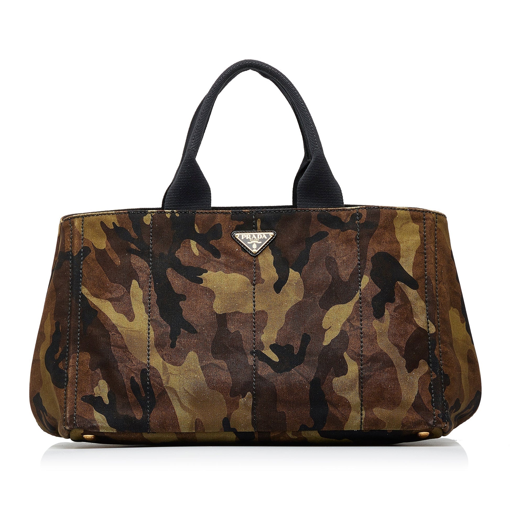 Prada Canapa Camouflage Tote Bag Brown
