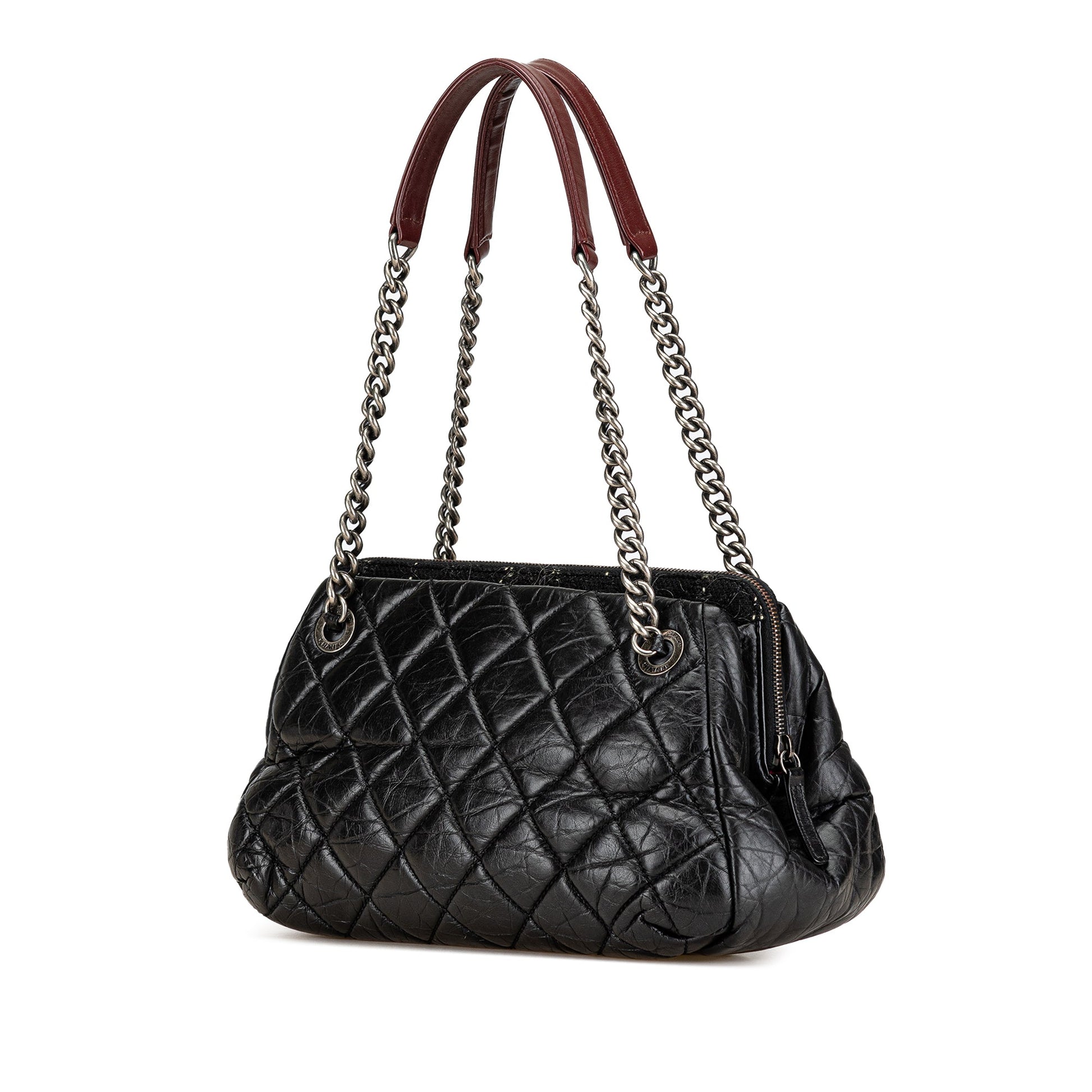 Black Chanel Aged Calfskin Portobello Bowler Bag