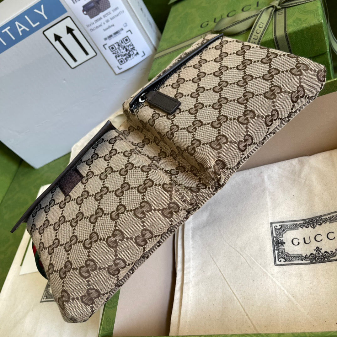 gg Supreme Two Pocket Waist Canvas Brown Beige Accessory