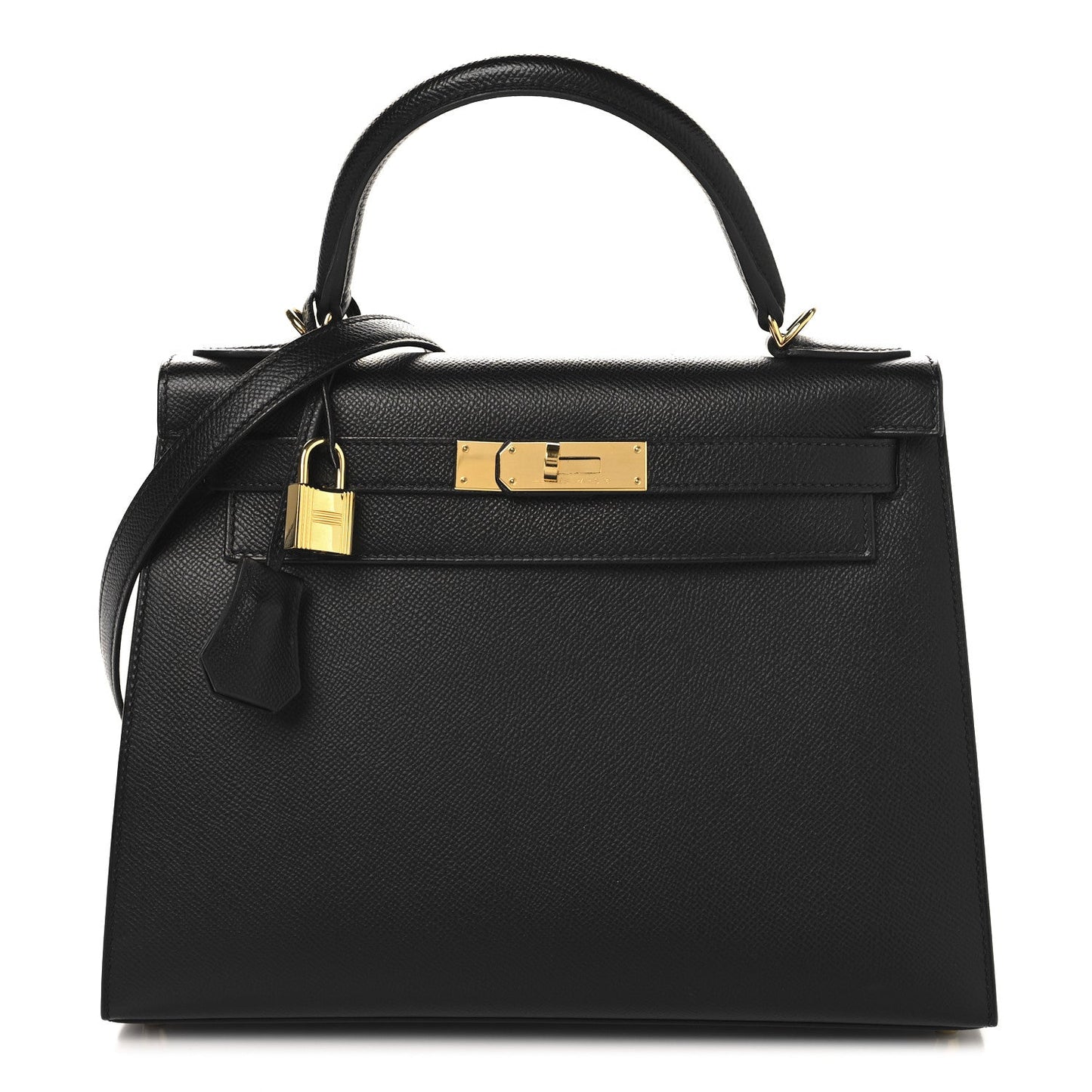 Hermes Epsom Kelly Sellier Handbag Black Travel Bag 28 Black 1718116
