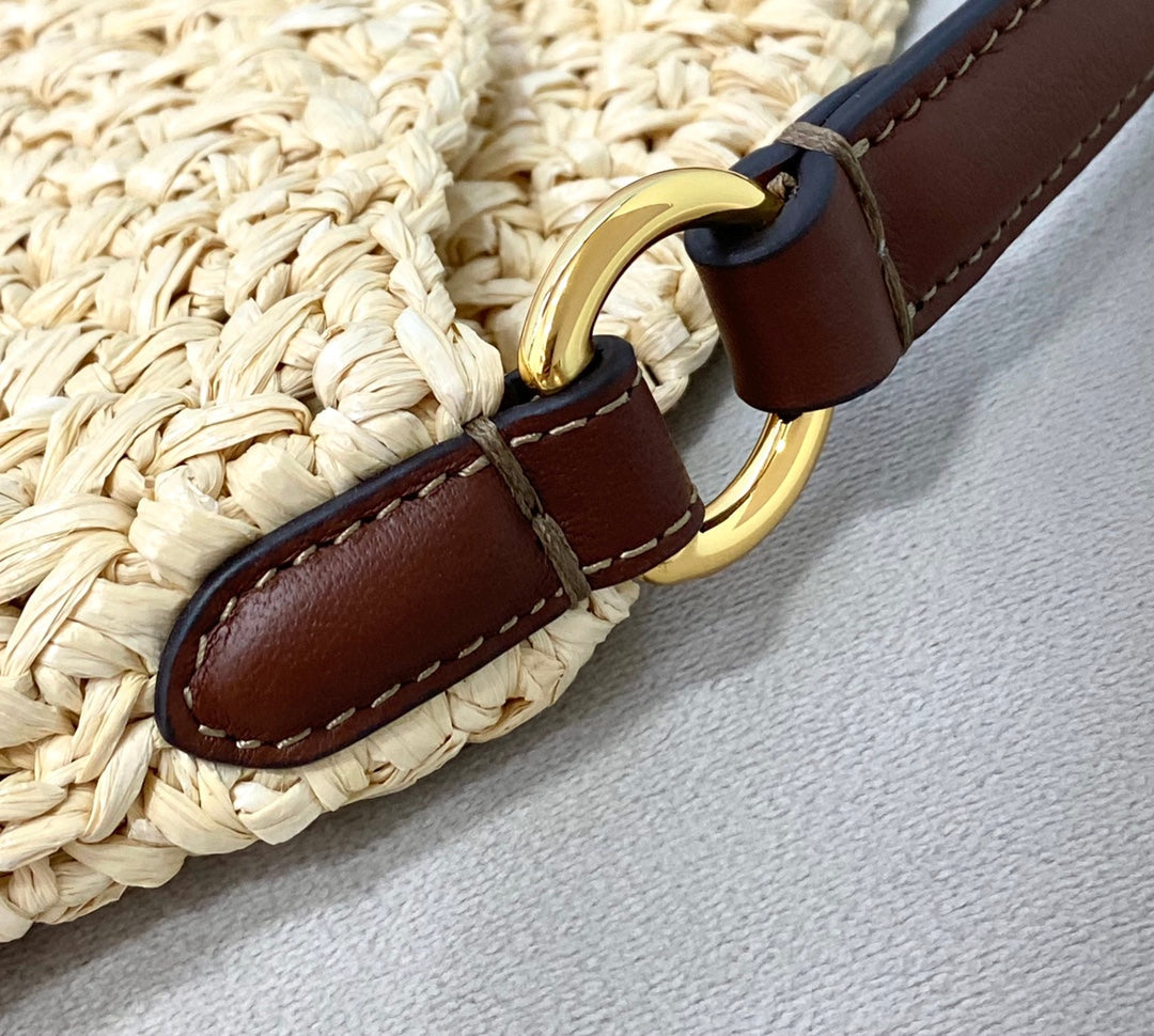 Fendi Croissant Ff Raffia Small Shoulder Bag