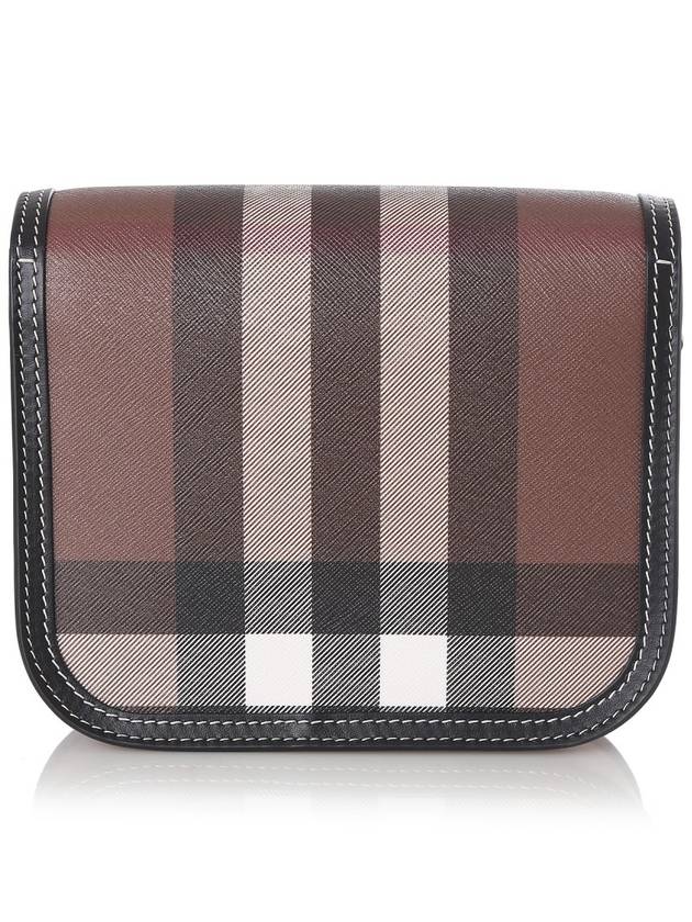 Burberry Luxury Elizabeth Check Shoulder Bag Leather Brown Small