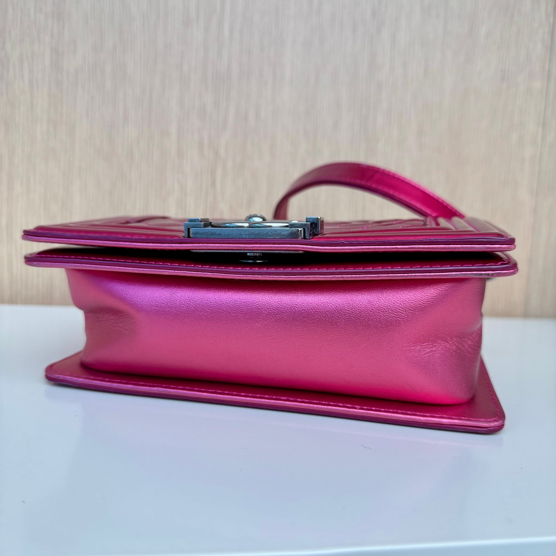 Chanel Small Metallic Boy Bag - Pink Shoulder Bags, Handbags