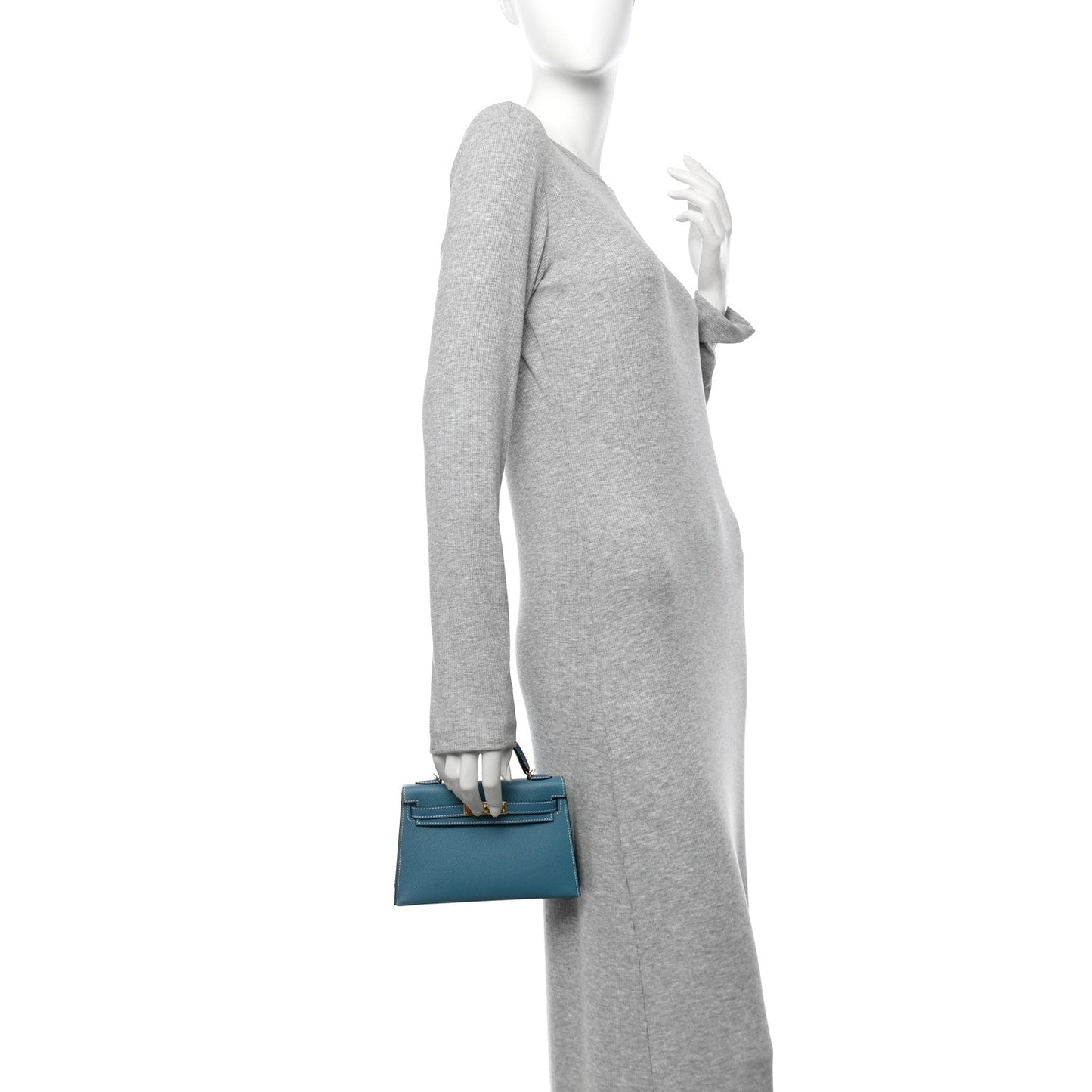 Hermes Epsom Kelly Sellier New Jean Handbag Blue Mini Travel Bag
