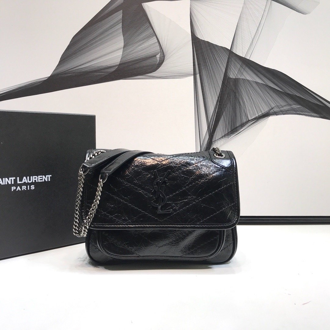 YSL Saint Laurent Niki Shoulder Bag Monogram Chain Black For Women