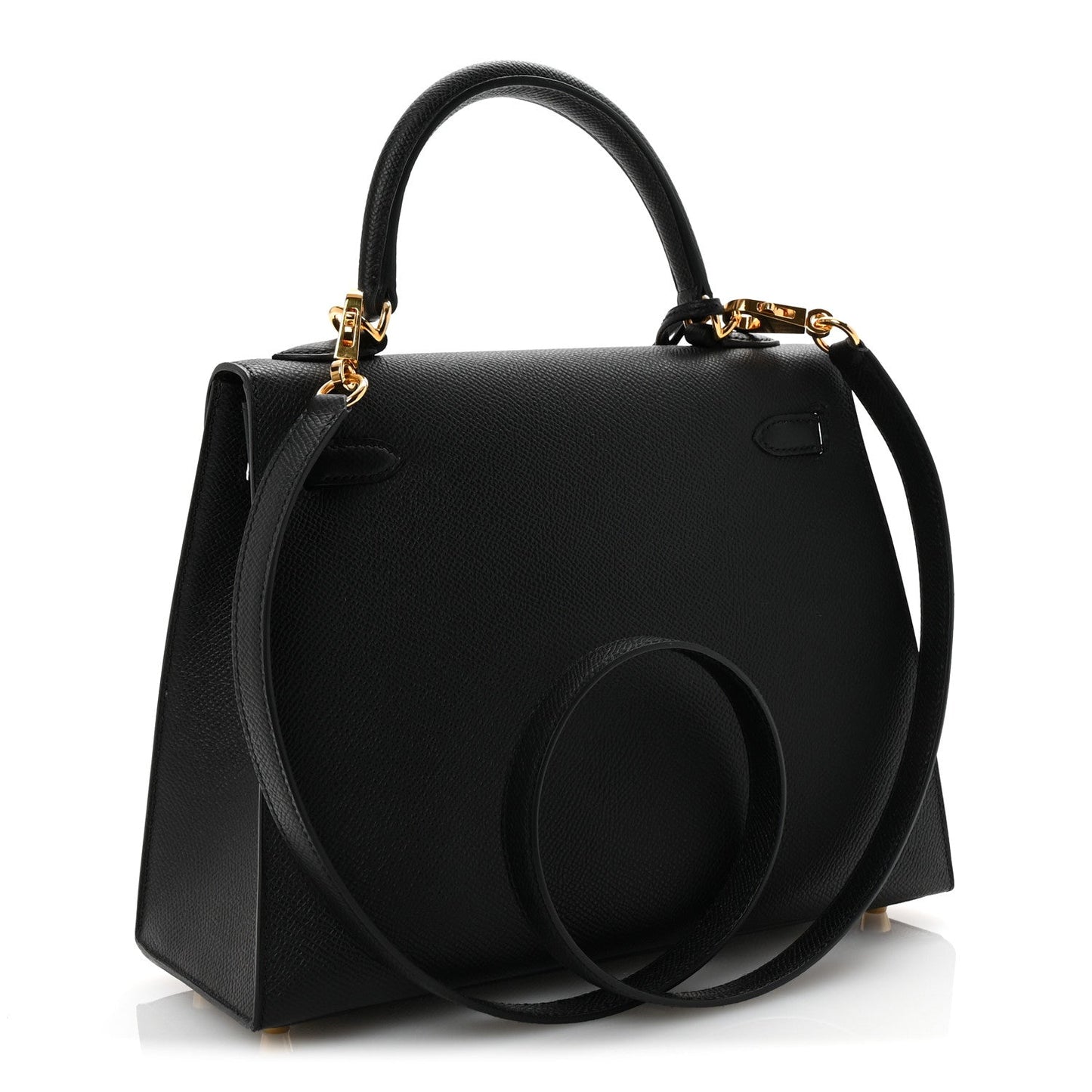 Hermes Epsom Kelly Sellier Handbag Black Travel Bag 25 Black 1749580