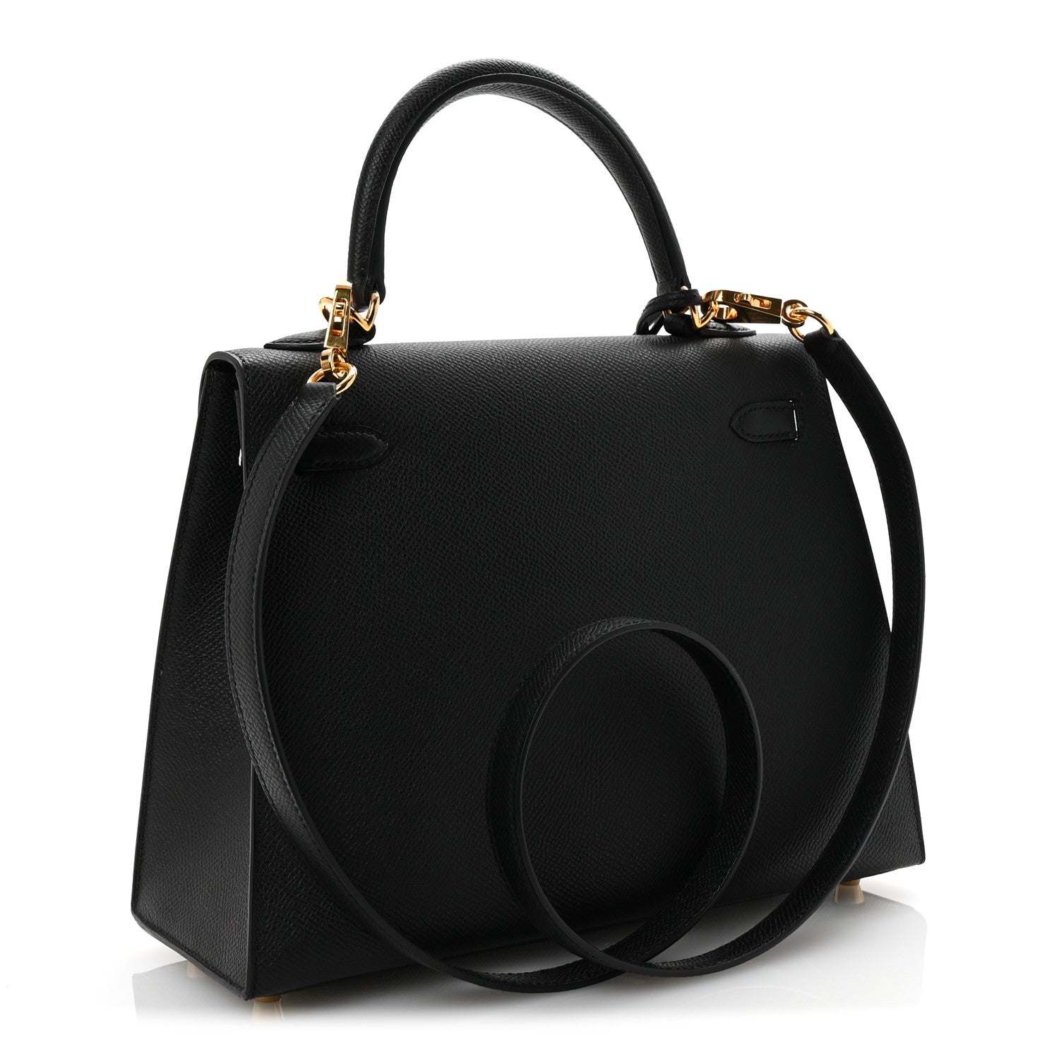 Hermes Epsom Kelly Sellier Handbag Black Travel Bag 25 Black 1749580