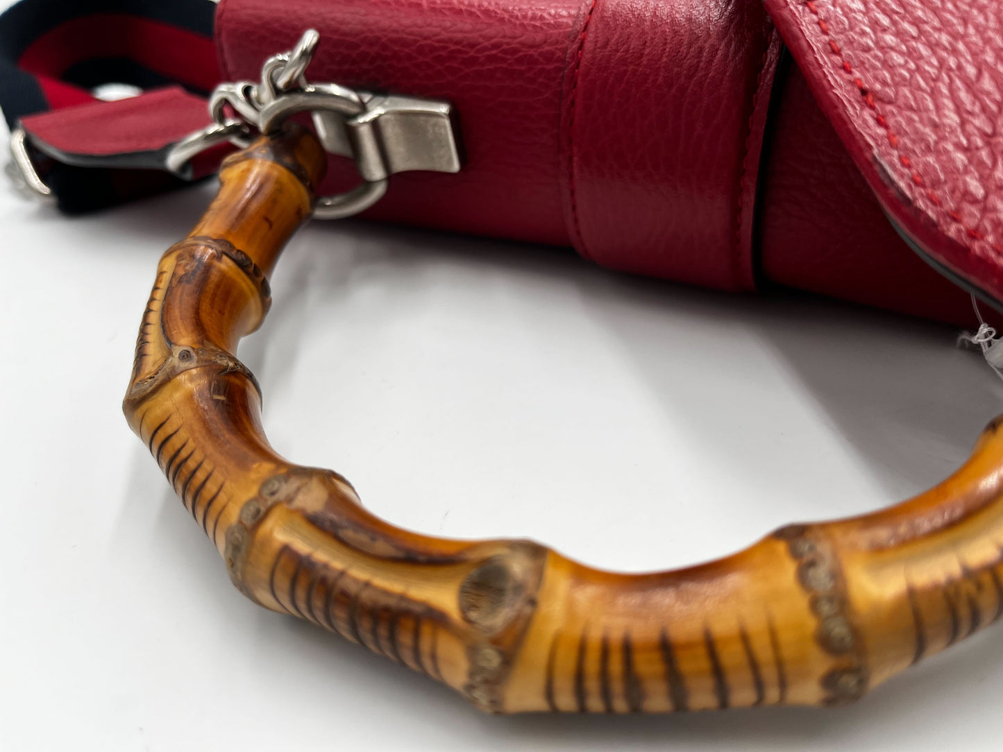 Gucci Dionysus Bamboo Top Handle Bag Leather Red Leather Handbag