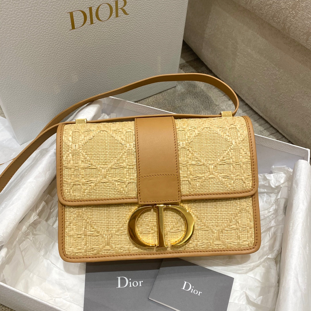 Montaigne Natural Cannage Cd Raffia Brown Crossbody Bag