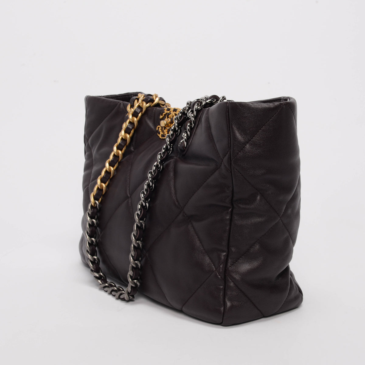 Chanel Aubergine Quilted Lambskin 19 East West Shopping Jewelry