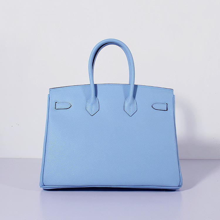 Hermes Luxury Cm Birkin Bag Epsom Light Leather Blue Travel Bag