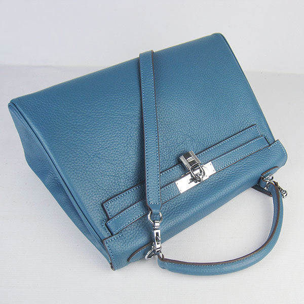 Hermes Luxury Kelly Cm Togo Handbag Leather Blue Travel Bag
