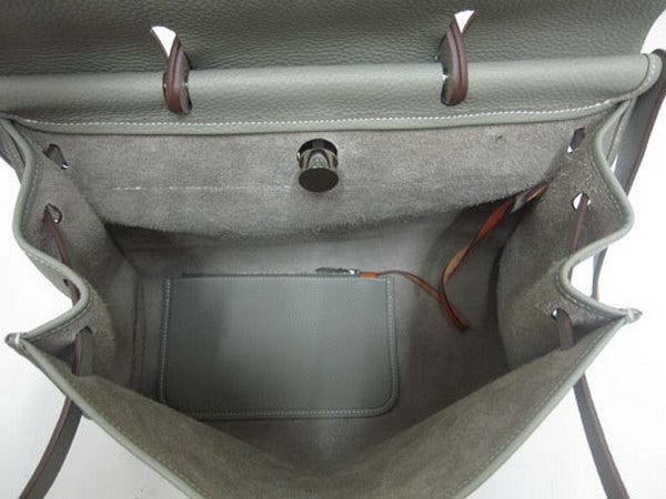 Hermes Luxury Herbag Way Grey Travel Bag