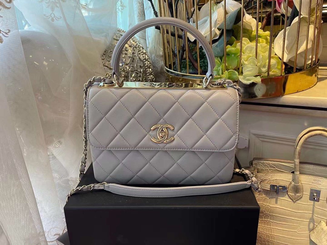 CHL Classic Top Qualityap Toned Gold Grey Flap Travel Bag
