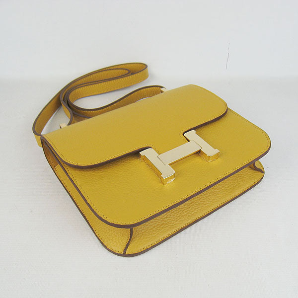 Hermes Luxury Constance Cowskin Bag H Yellow Golden Leather Travel Bag