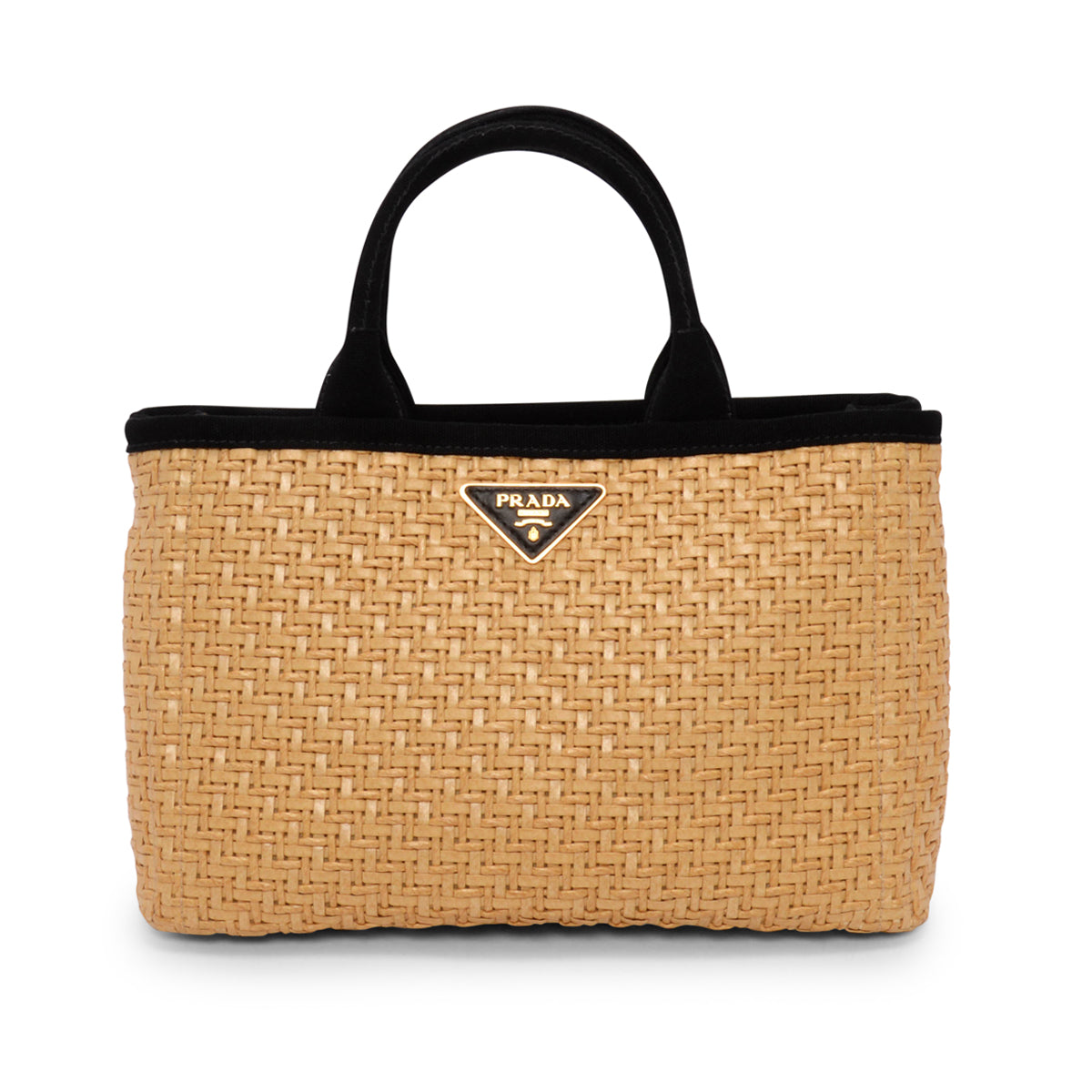 Prada Tote Raffia Black Woven Tote Bag