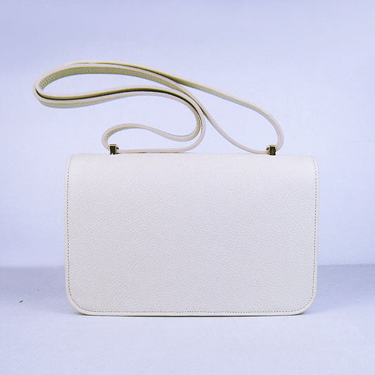 Hermes Luxury Calf Message Bag H Golden Leather Beige Travel Bag