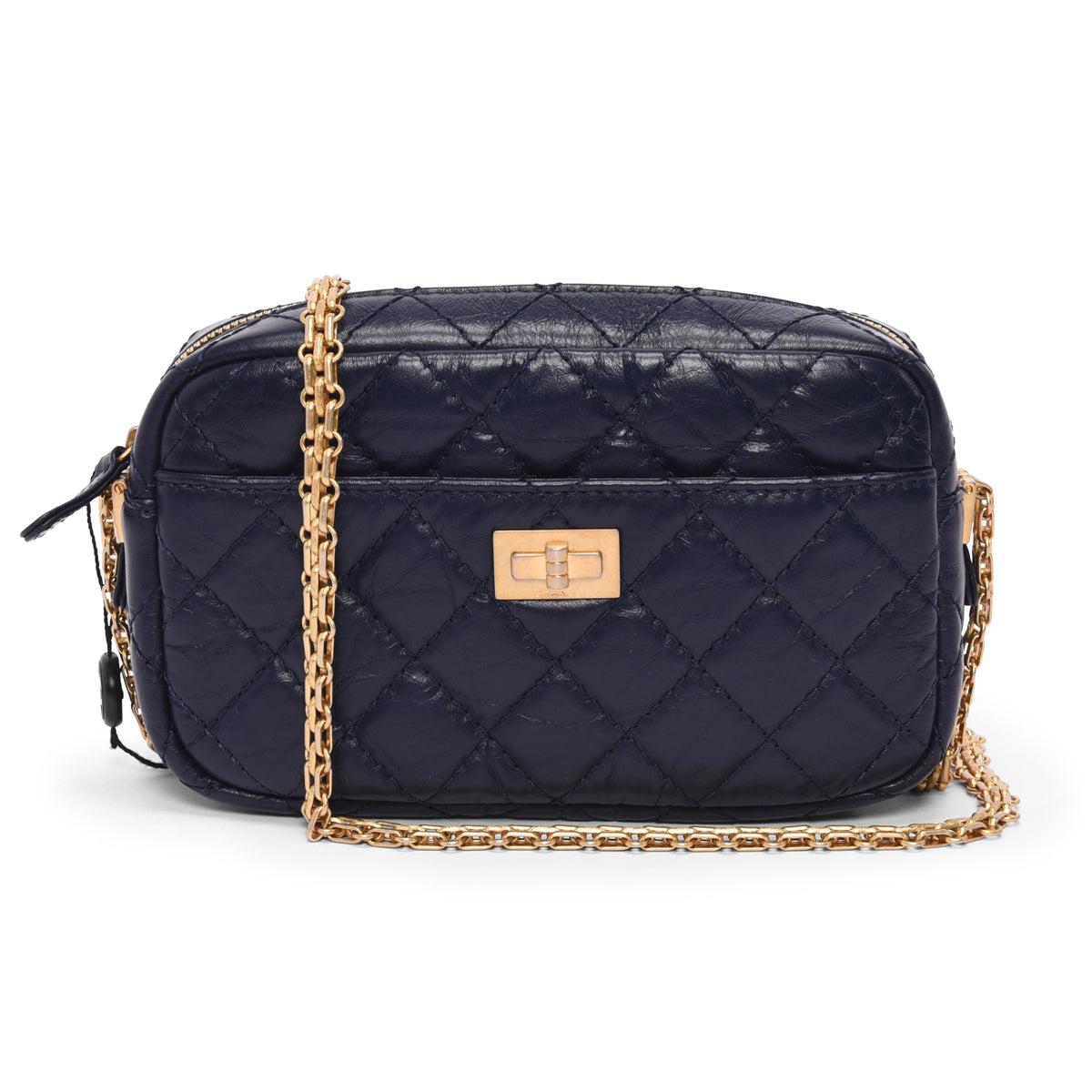 Chanel Navy Aged Quilted Calfskin Mini Reissue Camera Case Bag