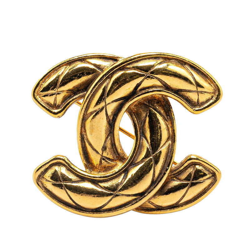 Chanel   Coco Mark Matelasse Brooch Gold