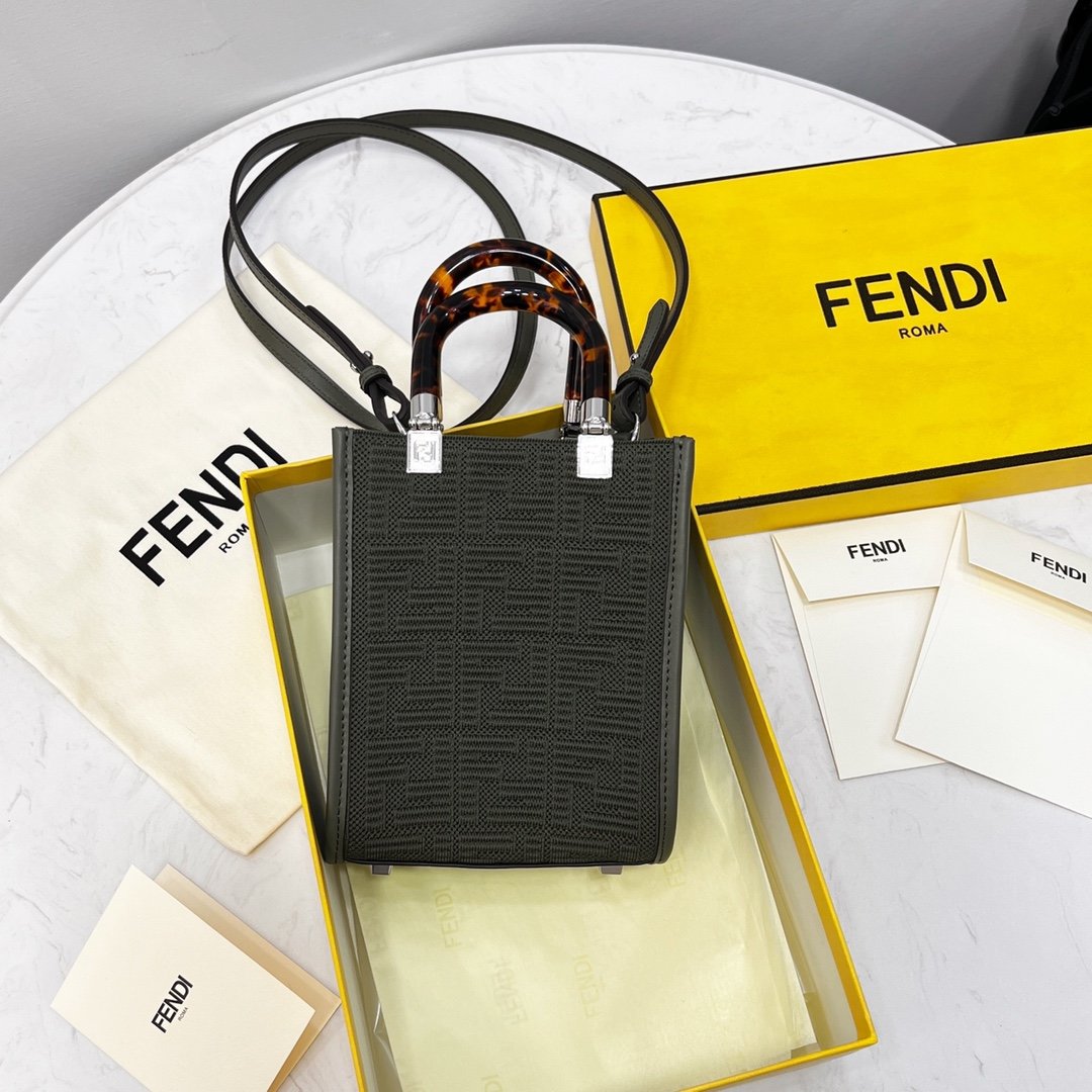 Fendi Sunshine Shopper Ff Black Mini Crossbody Bag