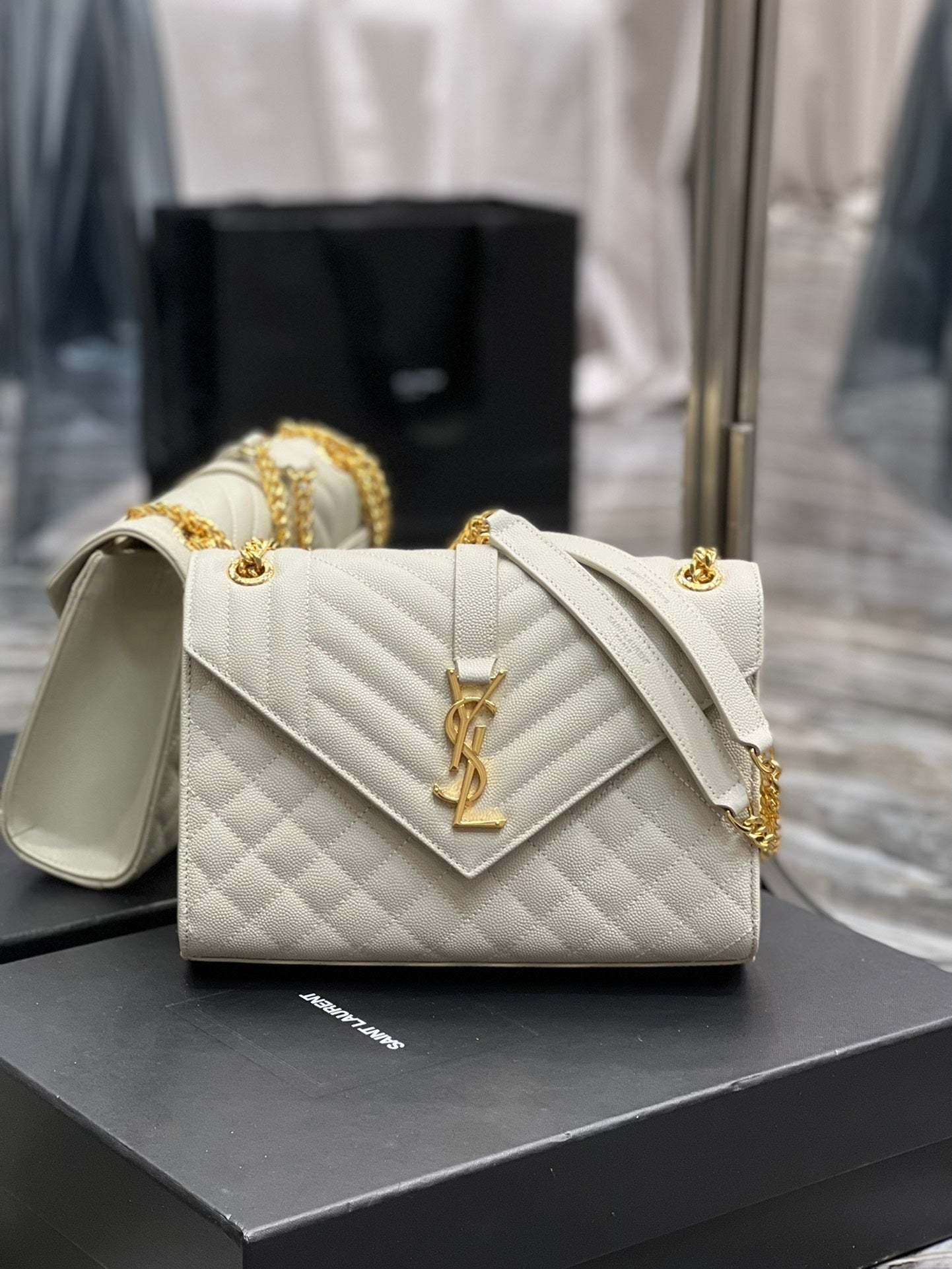 YSL Saint Laurent Envelope Handbag Quilted Chain Travel Bag 94In24Cm Ysl 2635