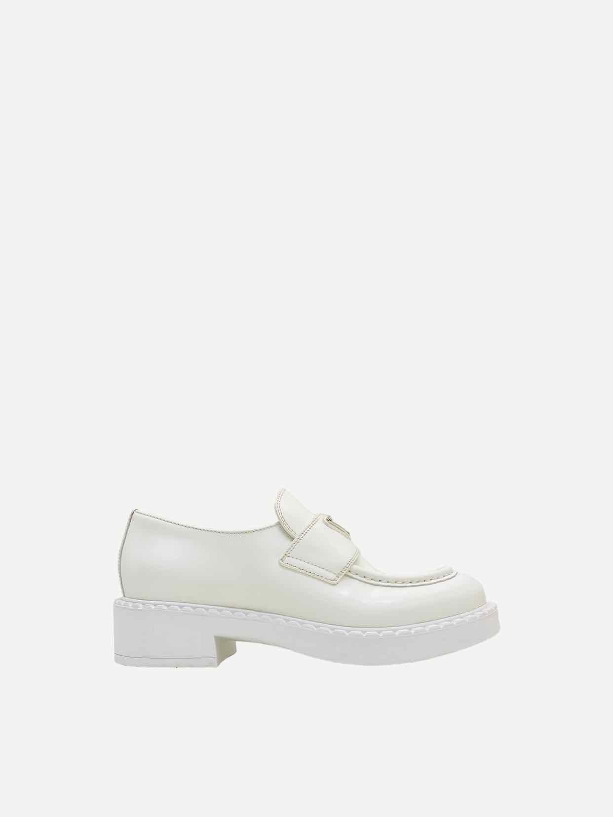 Prada Slip On Leather Patent White Shoes