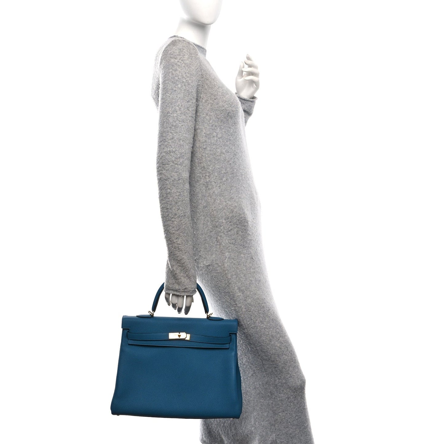 Hermes Togo Kelly Retourne Bleu Izmir Handbag Travel Bag