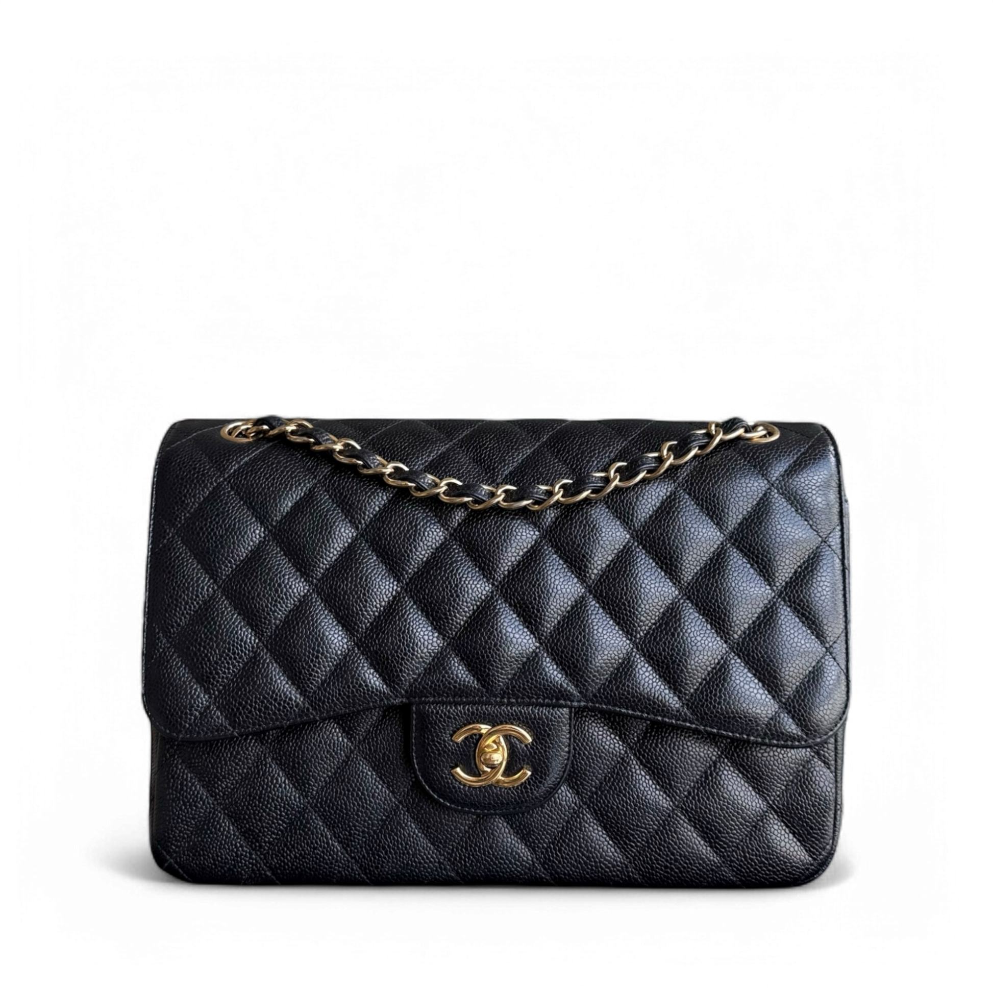Chanel Classic Flap Jumbo - Caviar Double Flap 30CM Quilted Black Gold Hardware