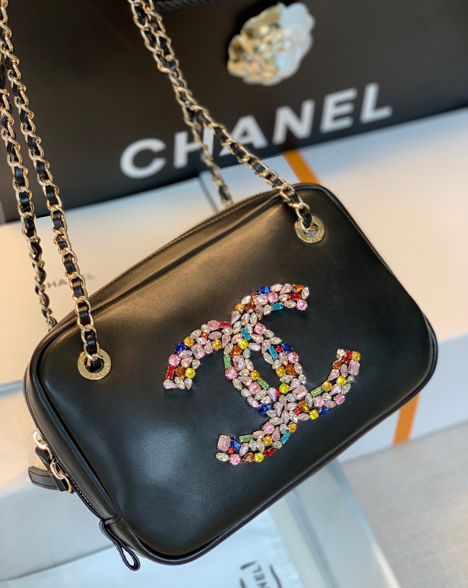CHL Camera Cubic Top Qualityamonds Black Handbag