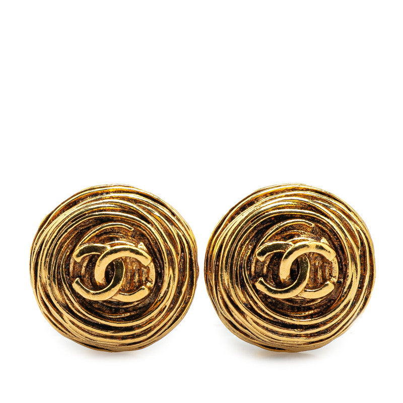 Chanel Gold Plated Coco Mark   Earrings 94A