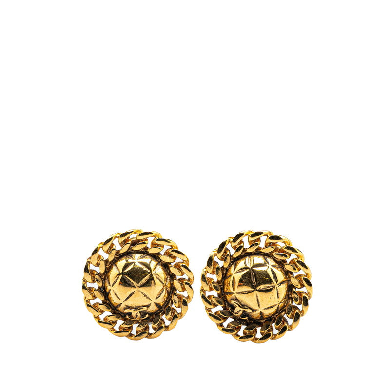 Chanel Gold Plated Coco Mark Matelassé Chain Earrings Bag