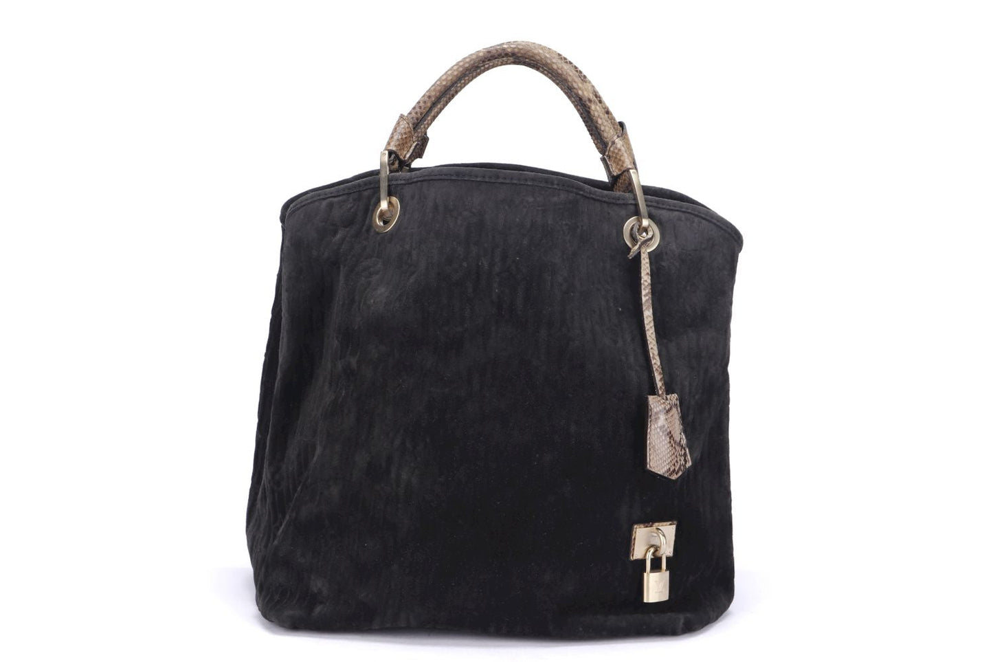 LOUIS VUITTON WHISPER WITH PYTHON SKIN HANDLE (M95811) (FL2058) GM SIZE, KOHL MONOGRAM EMBOSSED SUEDE, WITH DUST COVER