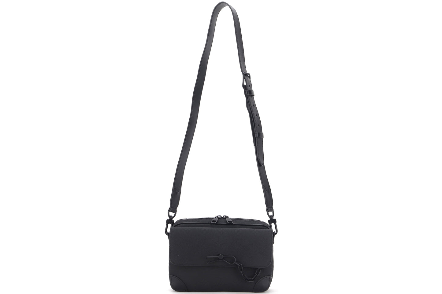 LOUIS VUITTON M23742 STEAMER MESSENGER BLACK TAURILLION MONOGRAM EMBOSSED LEATHER, WITH STRAP, DUST COVER & BOX