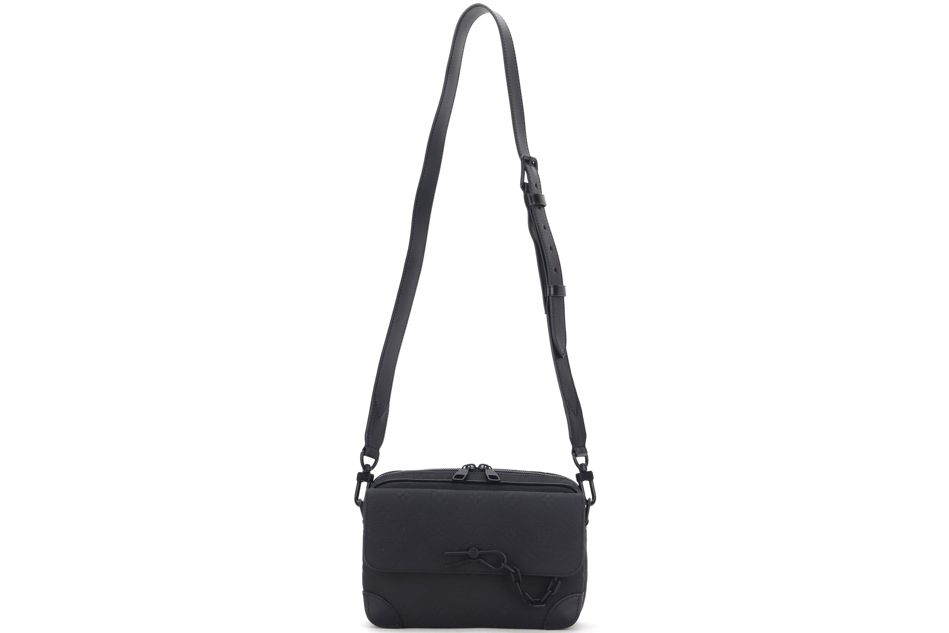 LOUIS VUITTON M23742 STEAMER MESSENGER BLACK TAURILLION MONOGRAM EMBOSSED LEATHER, WITH STRAP, DUST COVER & BOX